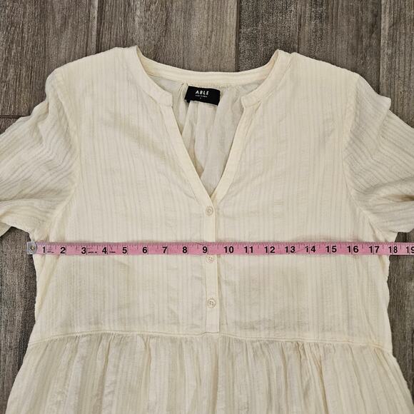 Able Dress Womens Size S Jane Maxi Local Global Antique Yellow White Tiered - Picture 6 of 14